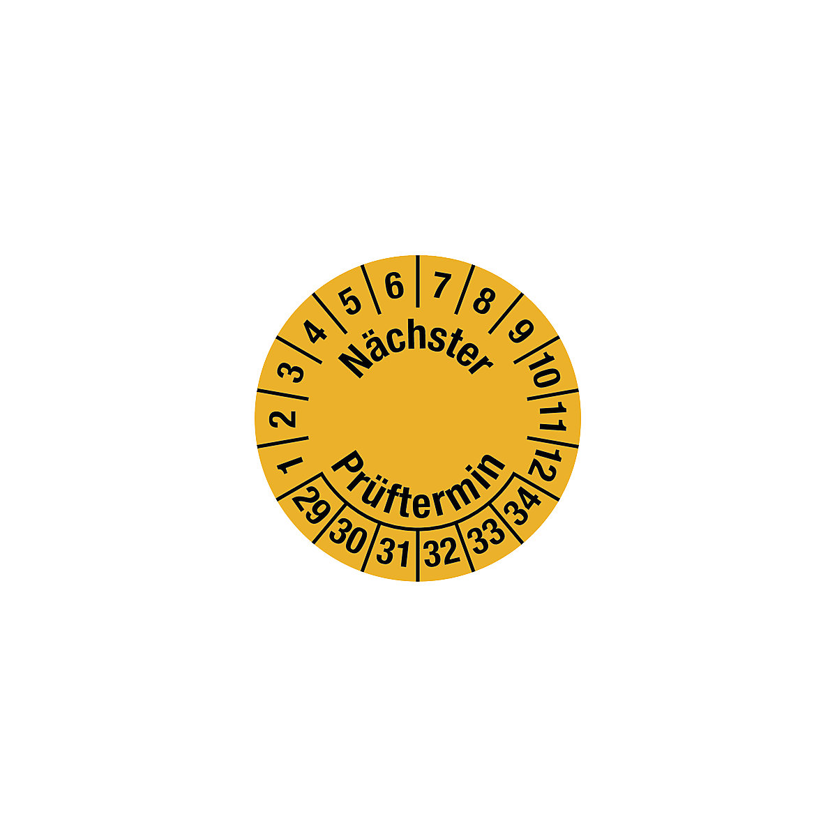 Kabelprüfplakette, Mehrjahreszahlen, gelb