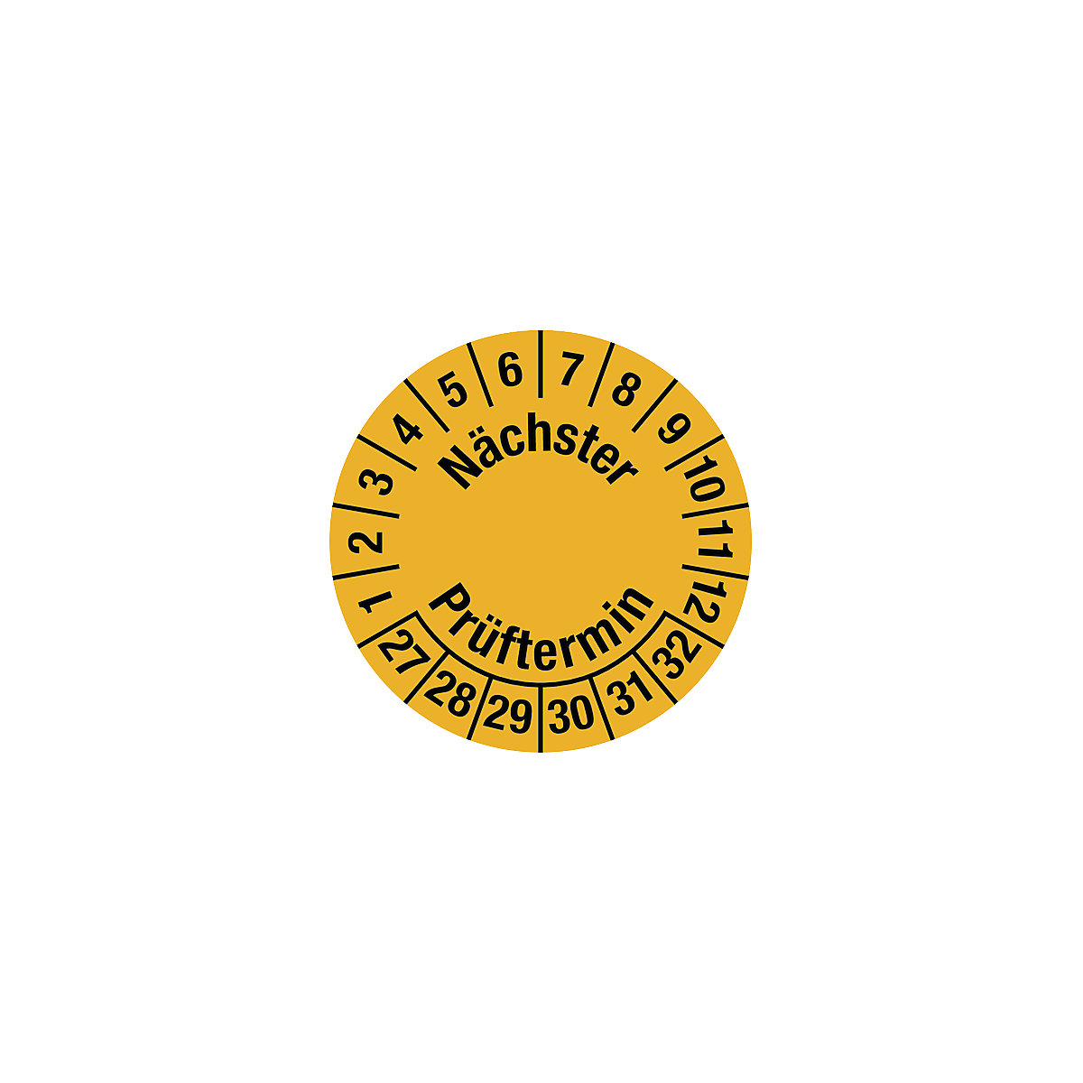 Kabelprüfplakette, Mehrjahreszahlen, gelb