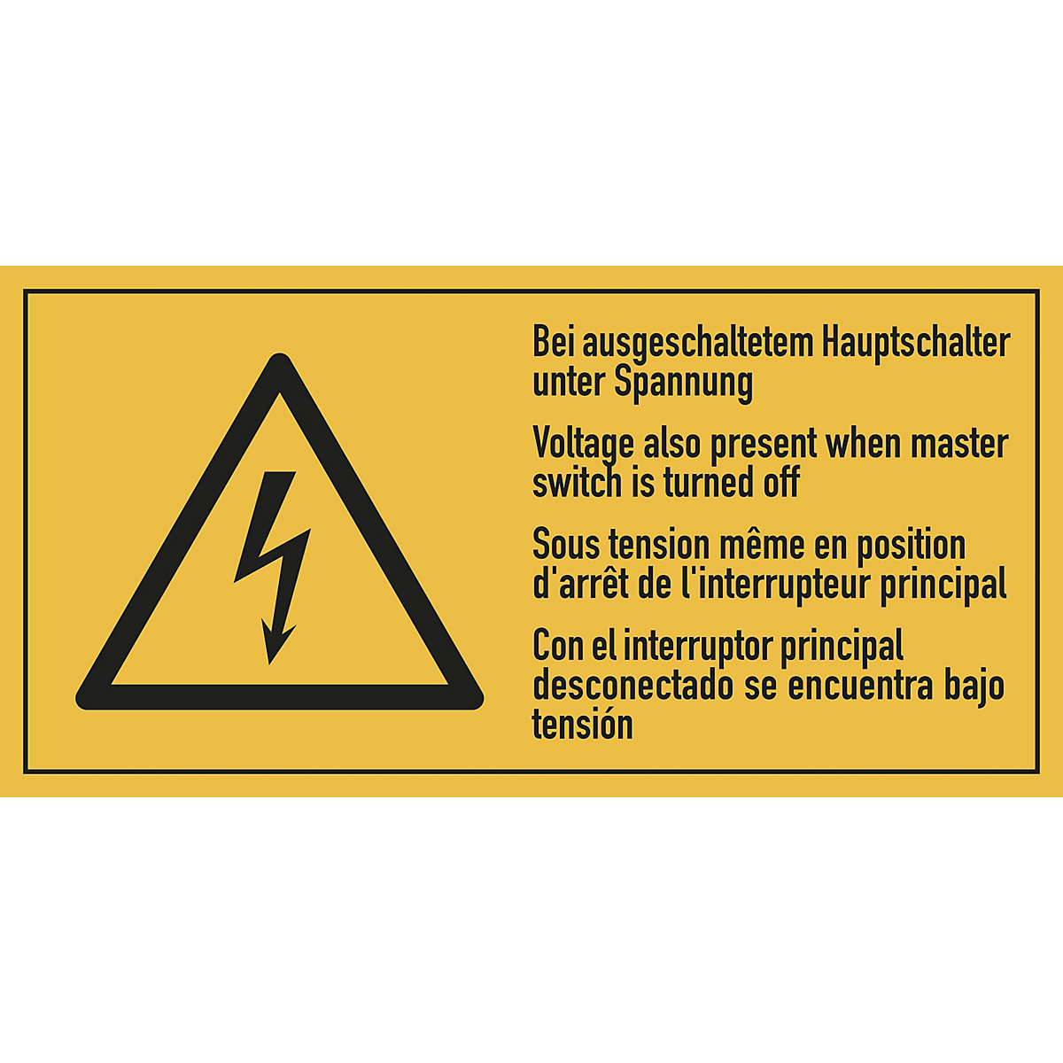 Mehrsprachige Kombischilder mit Text für Elektroeinsatzbereiche