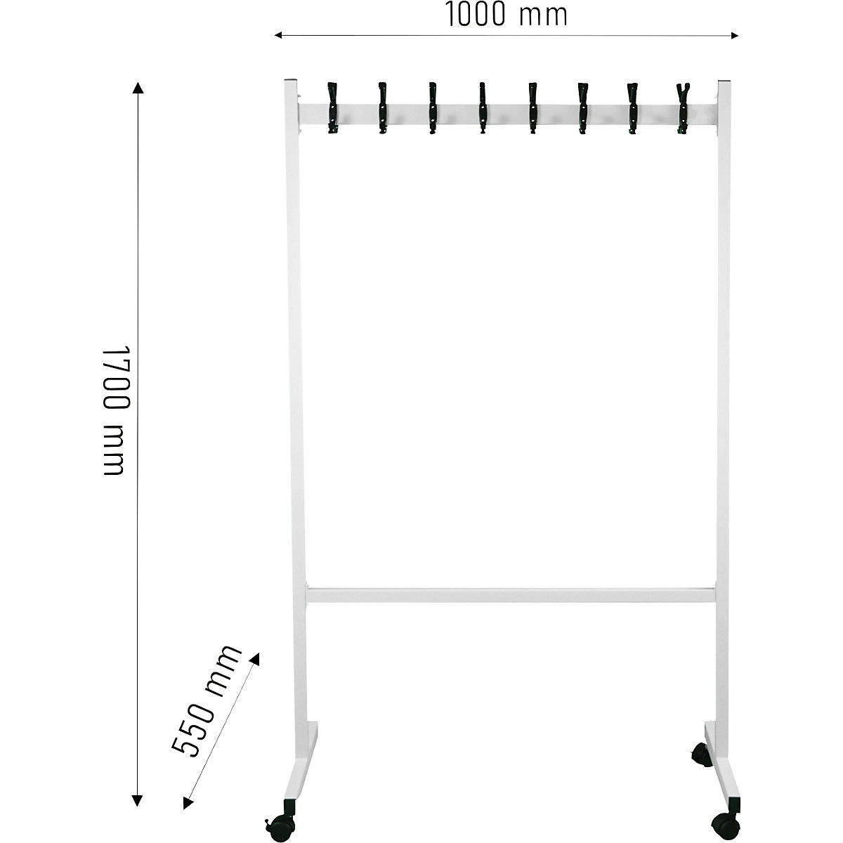 Mobiler Garderobenständer eurokraft basic (Produktabbildung 5)-4