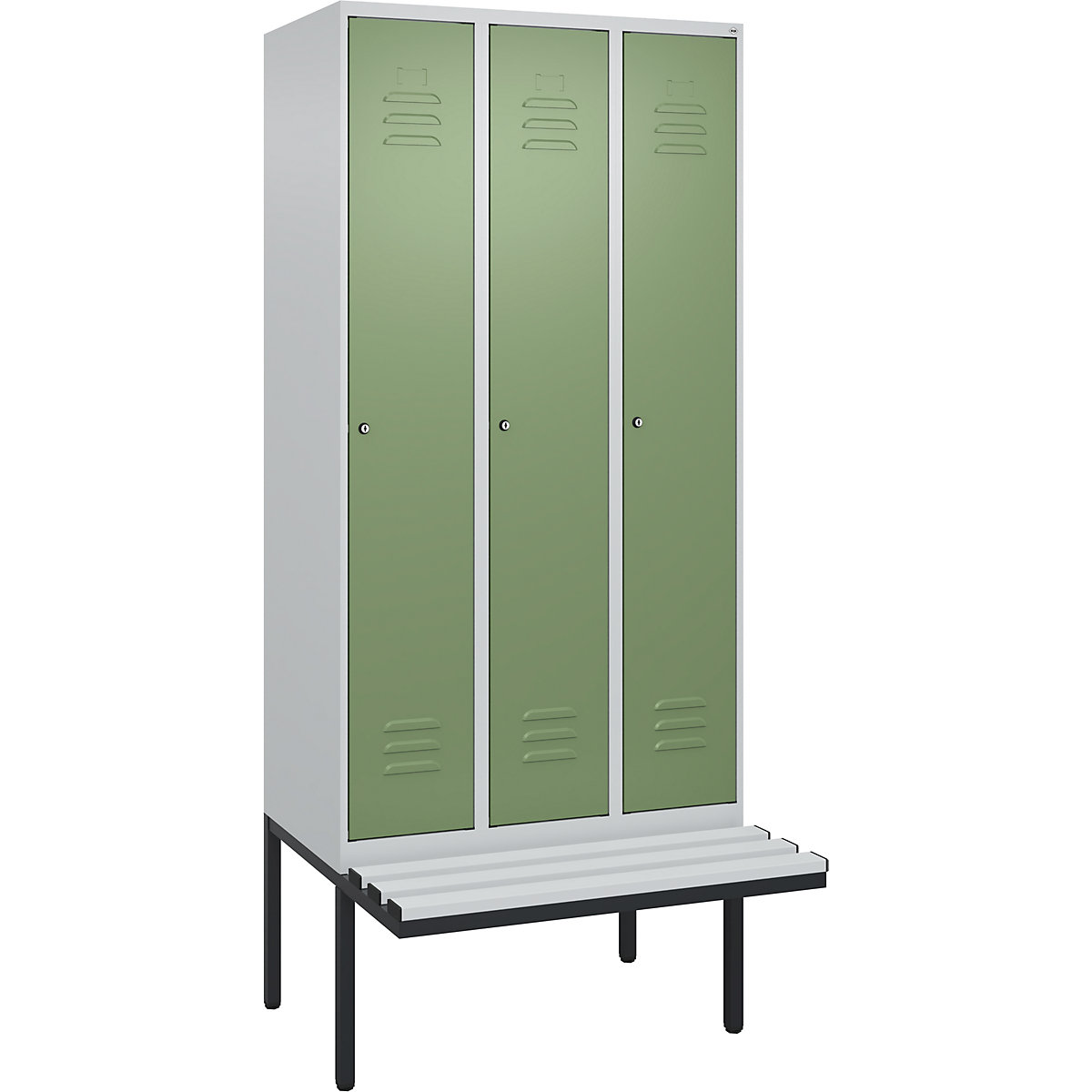 Schwarz-Weiß-Spind Classic PLUS Sitzbank, schmal C+P (Produktabbildung 328)-327