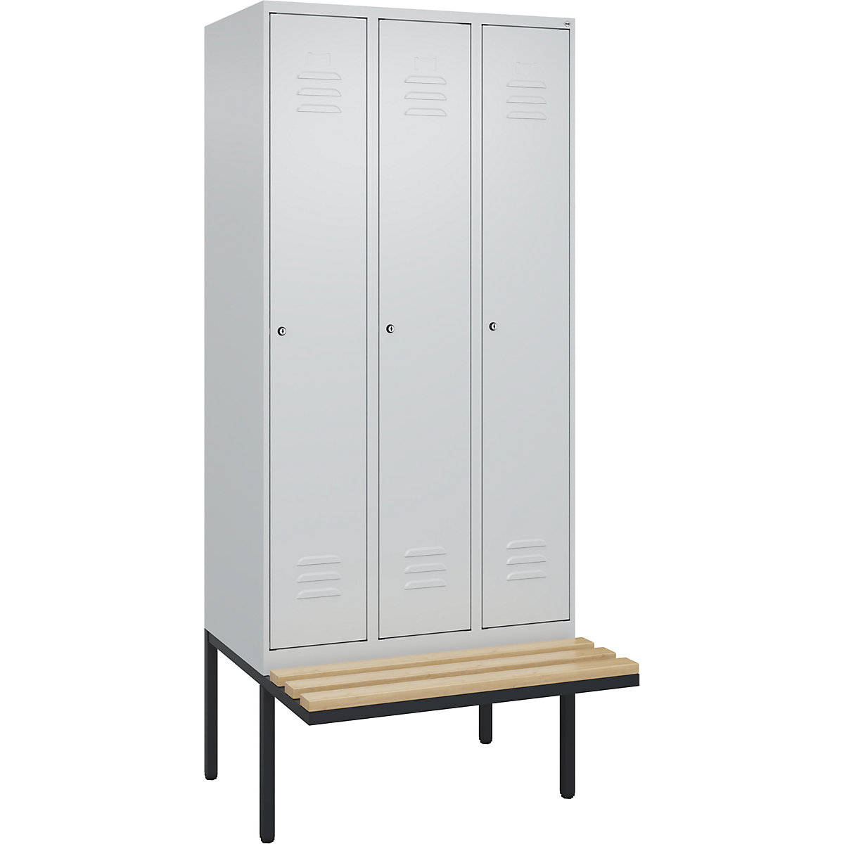 Schwarz-Weiß-Spind Classic PLUS Sitzbank, schmal C+P (Produktabbildung 502)-501