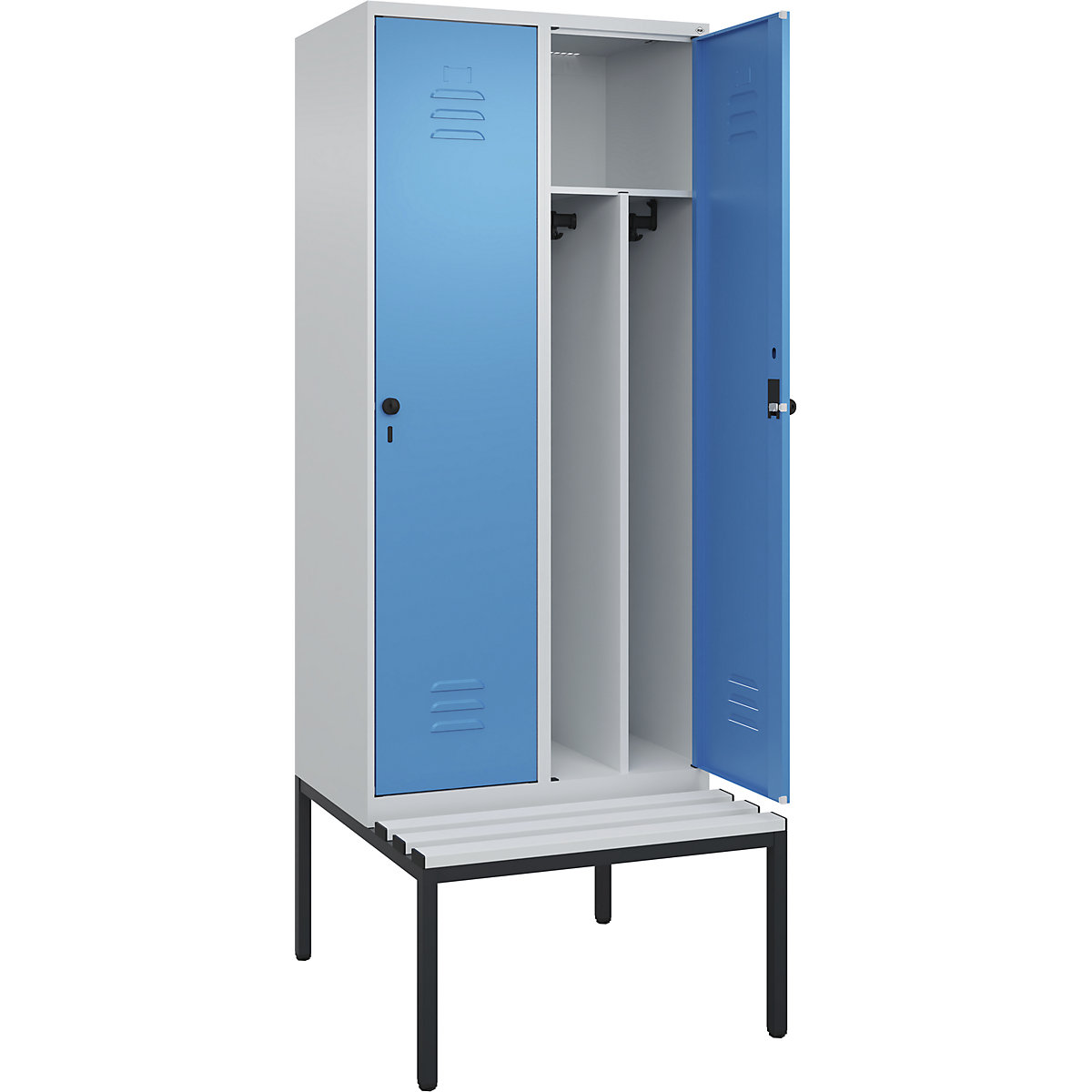 Schwarz-Weiß-Spind Classic PLUS Sitzbank, schmal C+P (Produktabbildung 641)-640