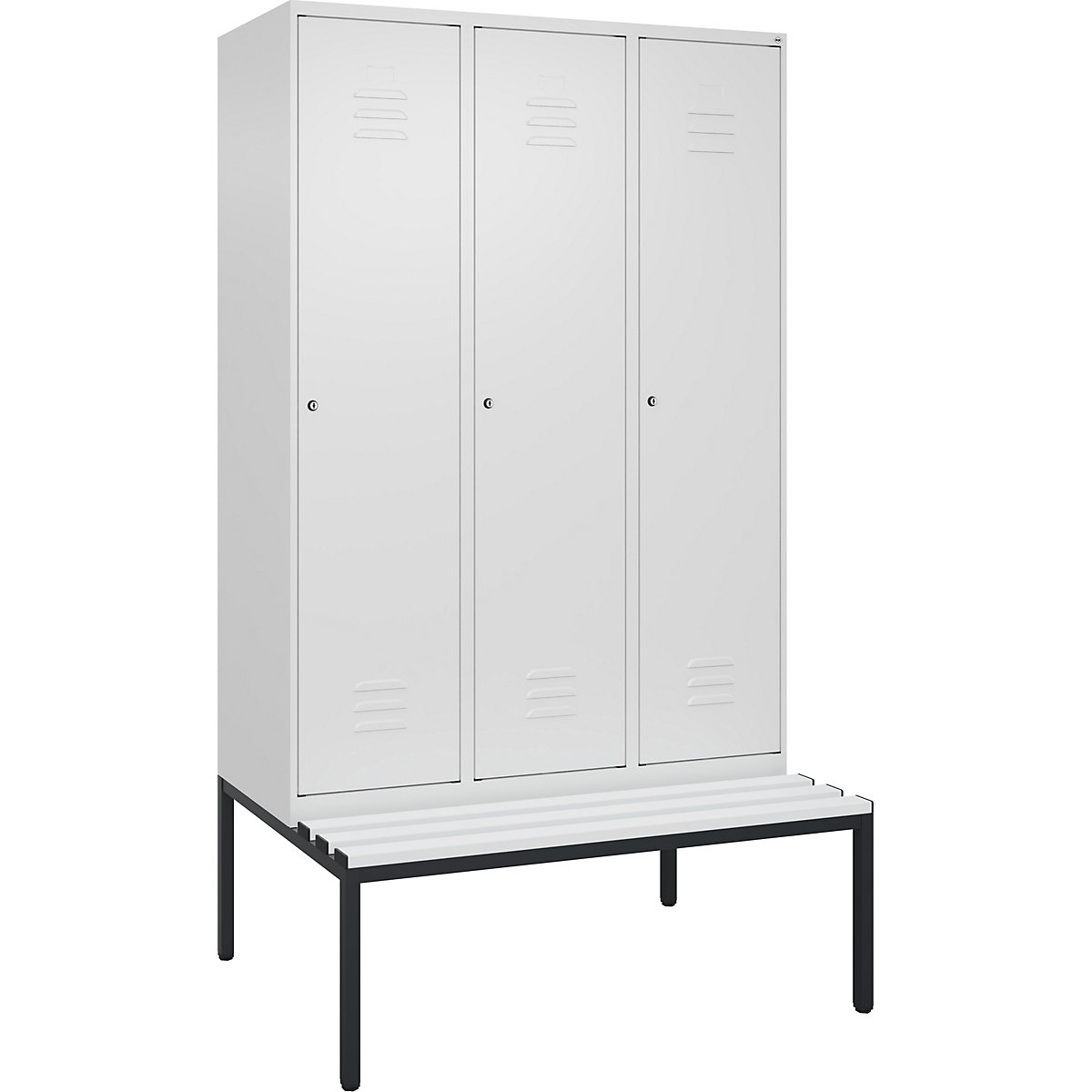 Schwarz-Weiß-Spind Classic PLUS Sitzbank, schmal C+P (Produktabbildung 510)-509