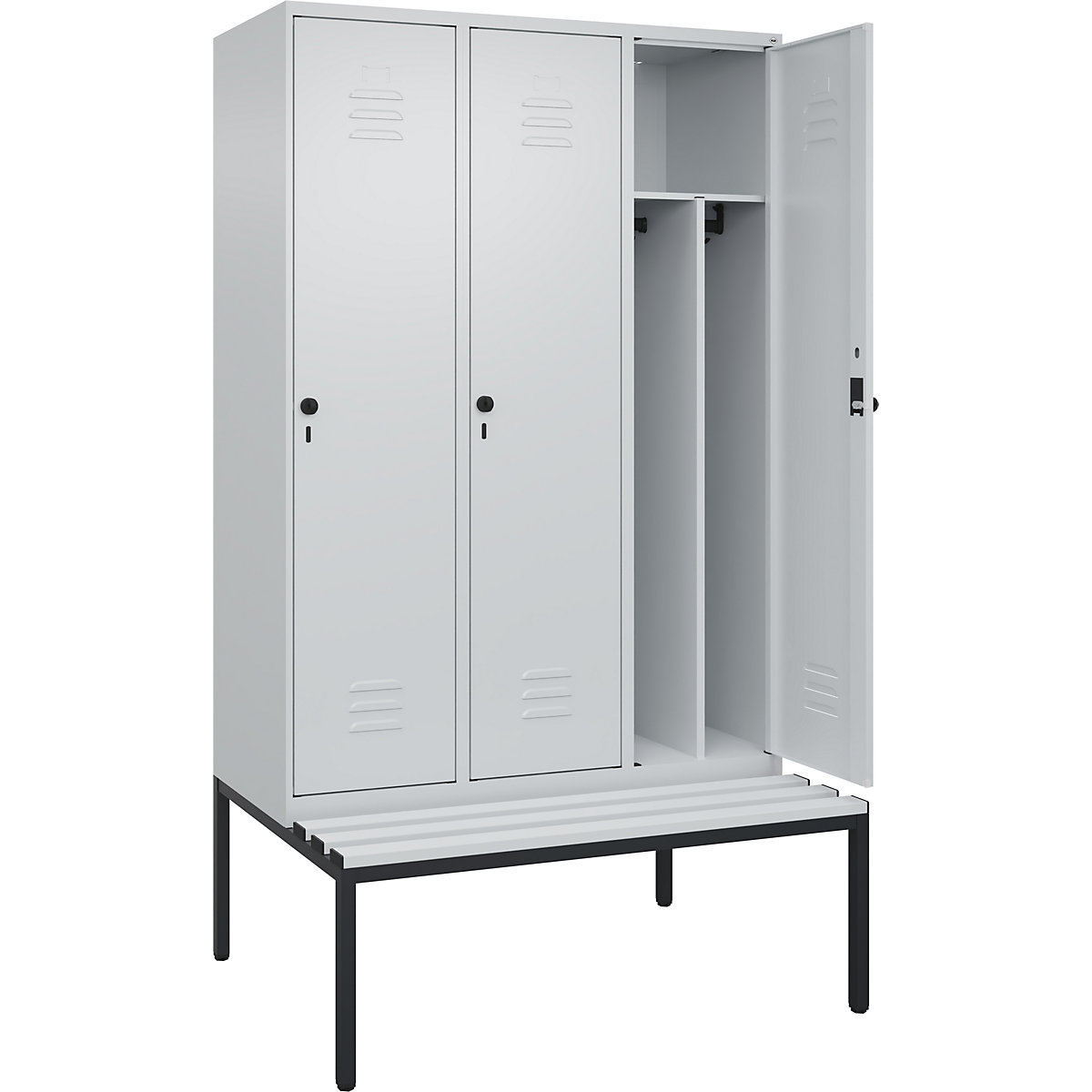 Schwarz-Weiß-Spind Classic PLUS Sitzbank, schmal C+P (Produktabbildung 624)-623