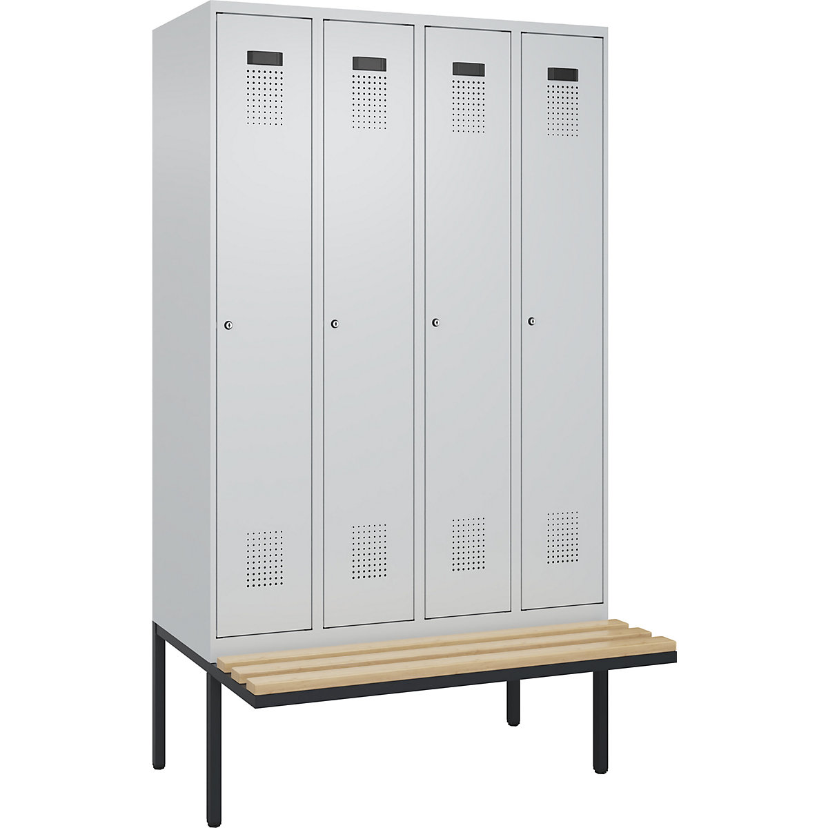 Schwarz-Weiß-Spind Evolo PLUS Sitzbank, schmal (Produktabbildung 2)-1