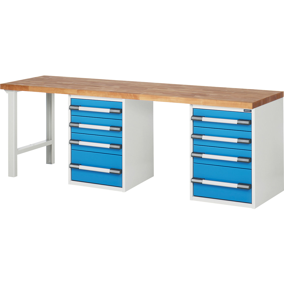 Werkbank mit Standcontainern, Baukastensystem Serie 7000 eurokraft pro
