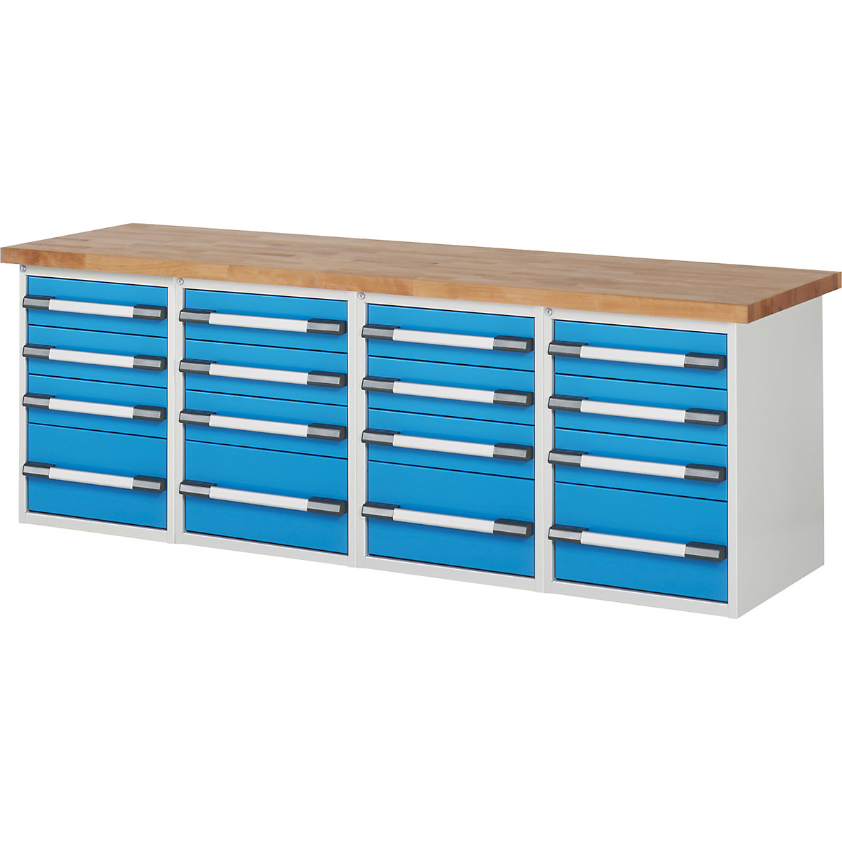 Werkbank mit Standcontainern, Baukastensystem Serie 7000 eurokraft pro