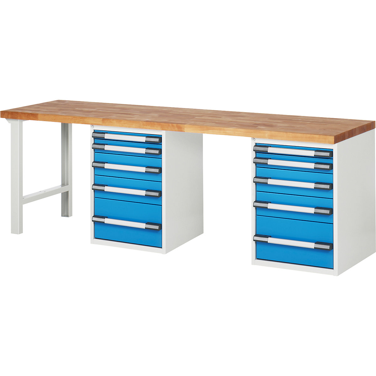 Werkbank mit Standcontainern, Baukastensystem Serie 7000 eurokraft pro