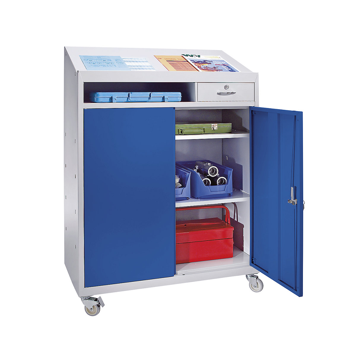 Werkzeugschrank mit Schreibpult eurokraft basic (Produktabbildung 2)-1