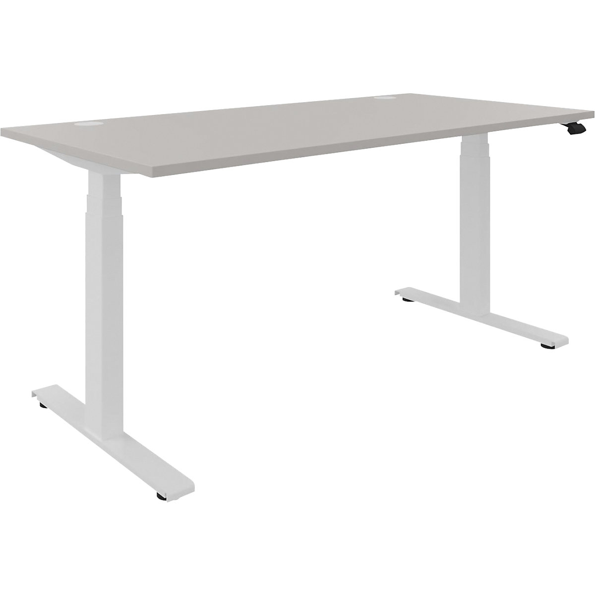 Birou BOTTOM-UP, înălțime reglabilă electric, drept, lăț. x ad. 1600 x 800 mm, gri deschis/alb-24