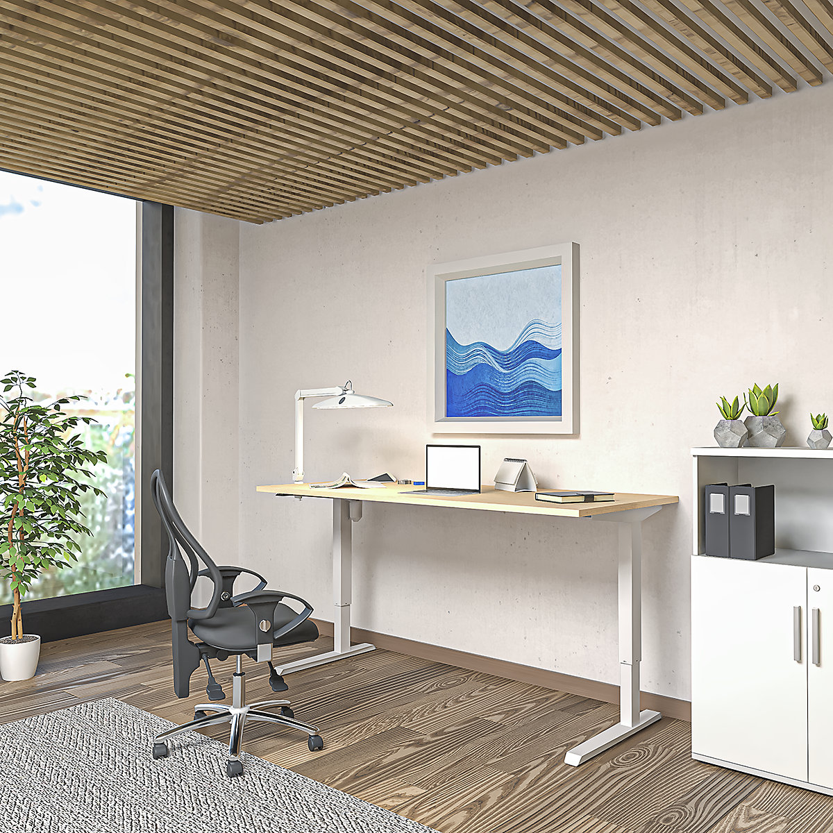 Birou Venla, înălțime reglabilă electric – eurokraft basic (Imagine produs 10)-9