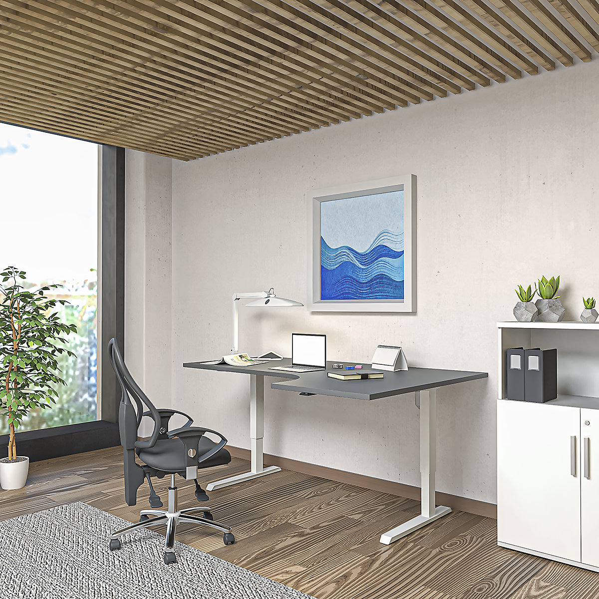 Birou Venla, înălțime reglabilă electric – eurokraft basic (Imagine produs 8)-7