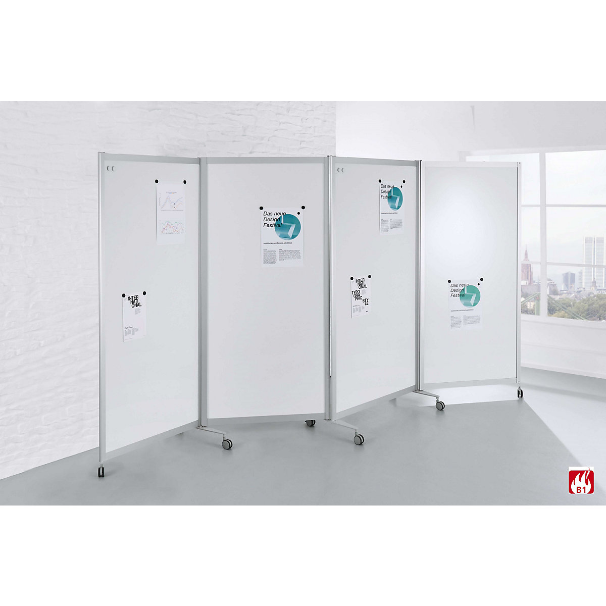 Paravan mobil pliabil, greu inflamabil