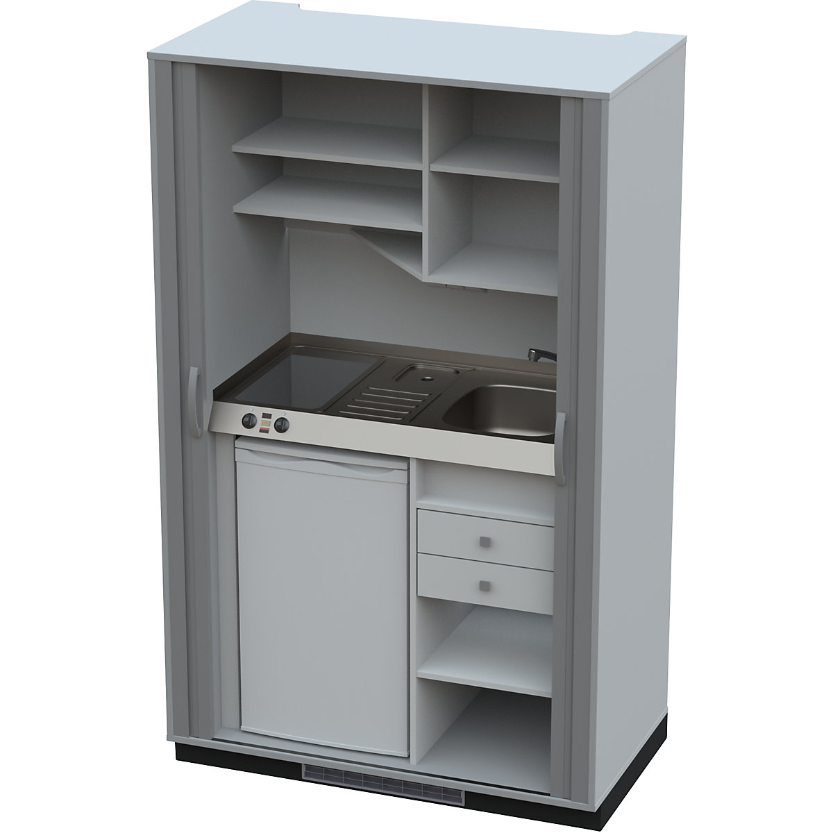 Kuchnia w szafie z frontem z żaluzji