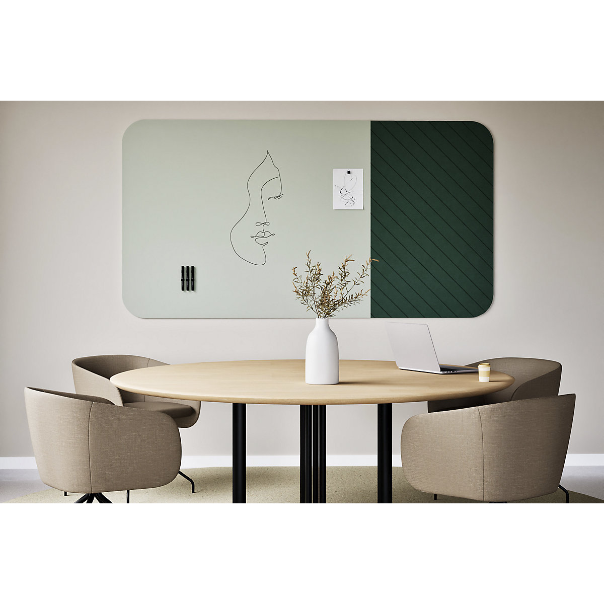 Tablica suchościeralna Whiteboard Curve Combi – Chameleon (Zdjęcie produktu 3)-2