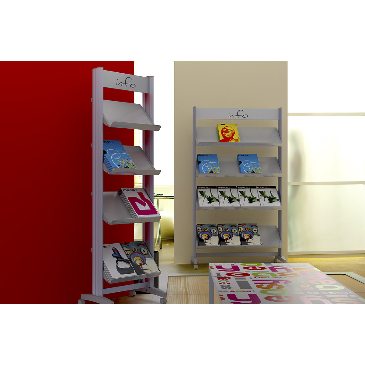 Mobilny, metalowy stojak na prospekty – Paperflow (Zdjęcie produktu 2)-1