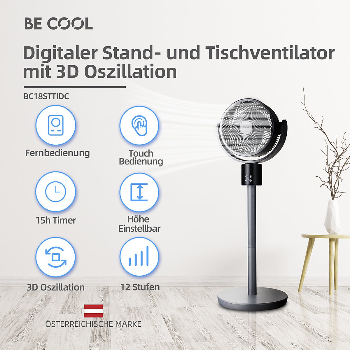 Ventilateur digital sur pied et de table (Illustration du produit 2)-1