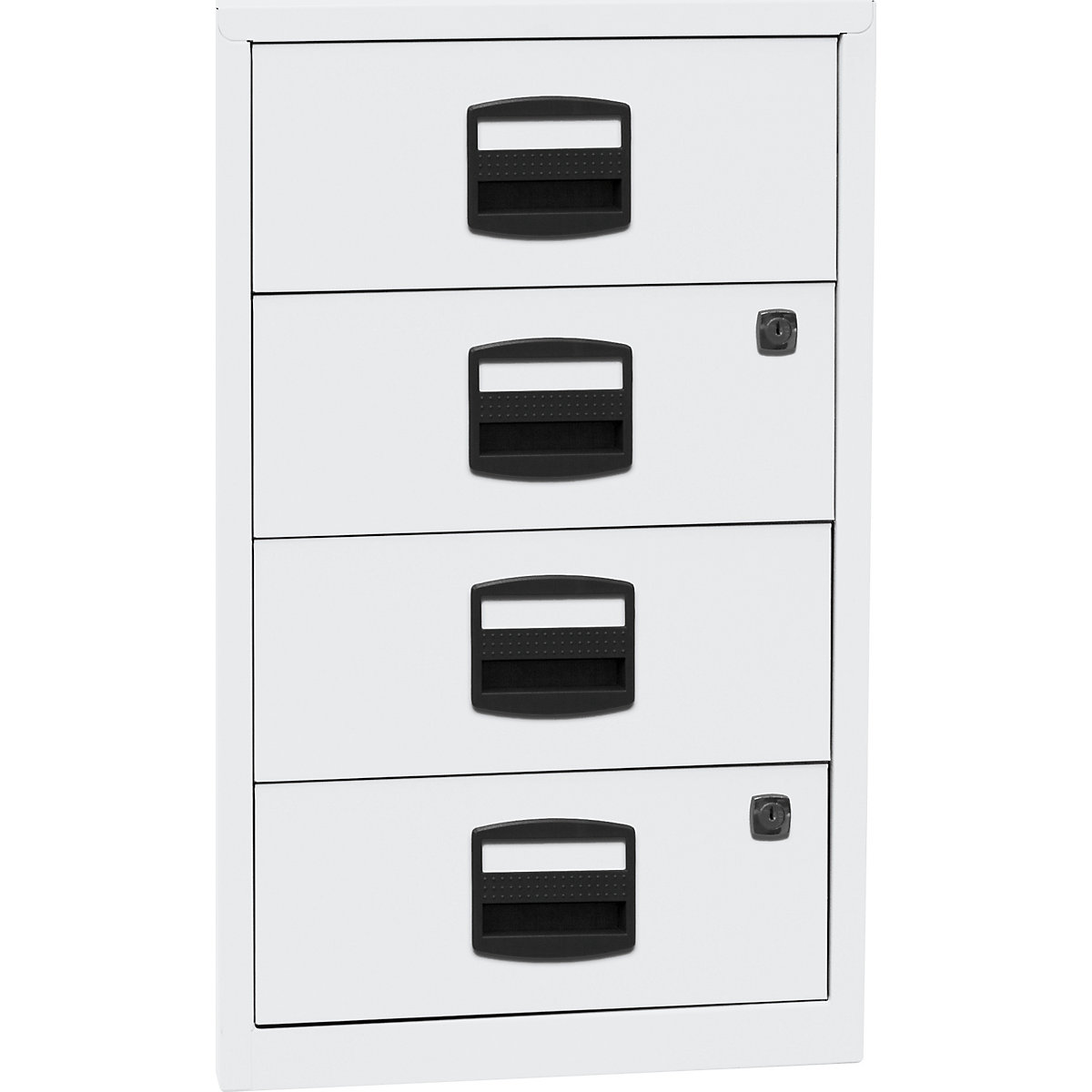 Caisson hauteur bureau PFA – BISLEY, 4 tiroirs universels, blanc trafic-1