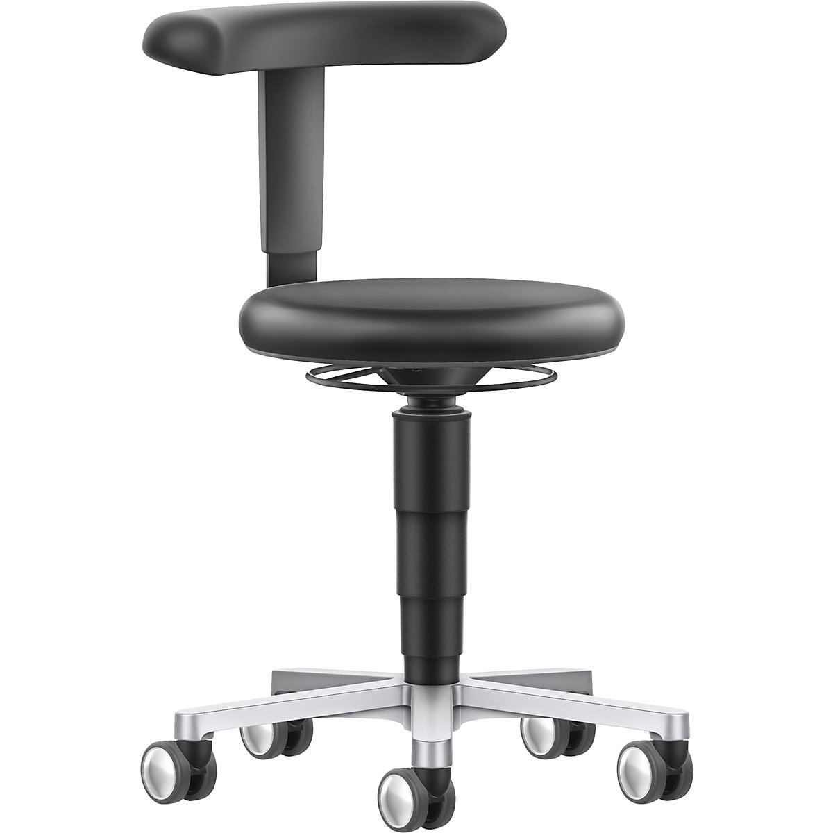 Assento para trabalhos sentados no laboratório com suporte flexível – bimos, com rodas, regulável em altura, anel colorido em cinzento-0