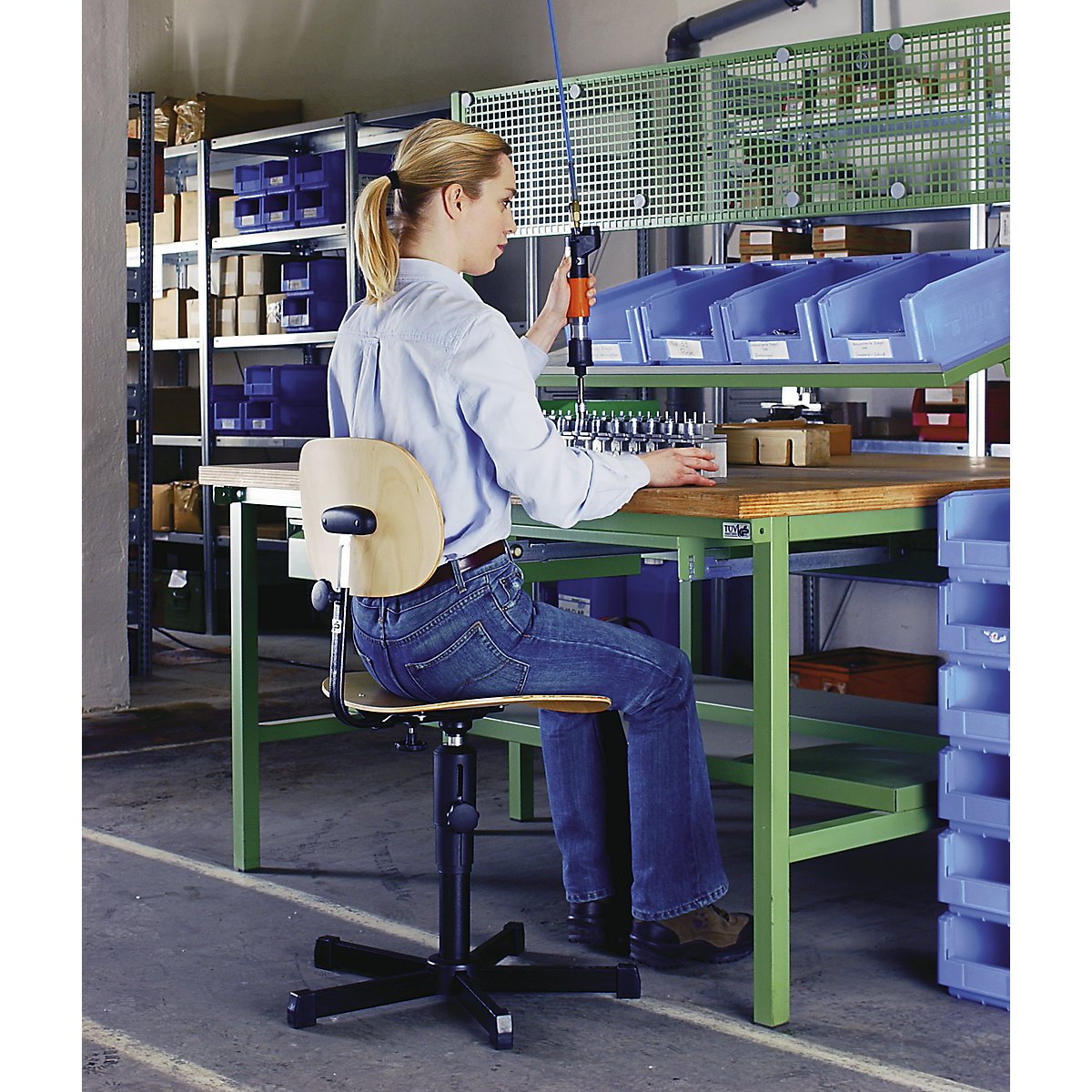 Cadeira de trabalho giratória, regulação da altura por ranhura de chaveta – meychair (Imagem do produto 2)-1