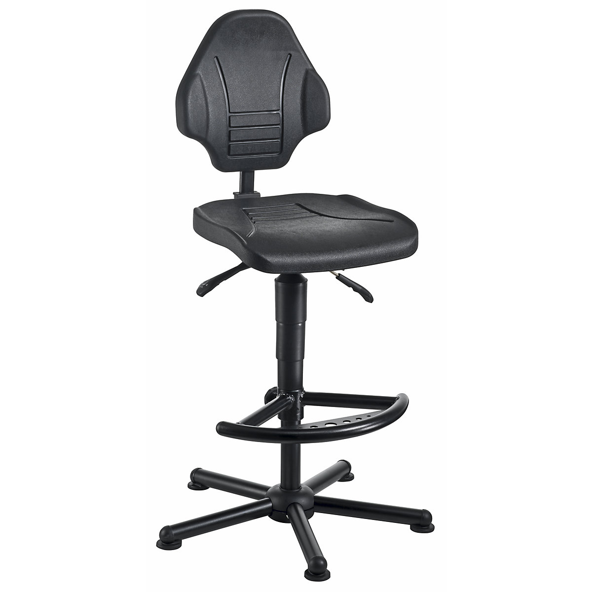 Cadeira giratória de trabalho para cargas pesadas – meychair, capacidade de carga até 160 kg, com sapatas e apoio para pés, amplitude de regulação da altura 590 – 840 mm-0