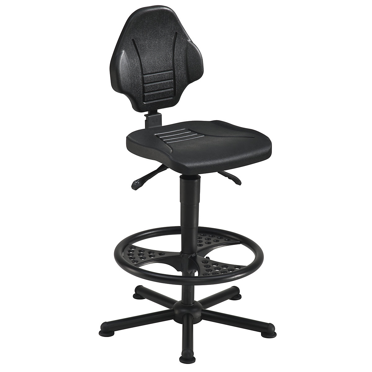 Cadeira giratória de trabalho para cargas pesadas – meychair, capacidade de carga até 160 kg, com sapatas e anel para pés, amplitude de regulação da altura 590 – 840 mm-0