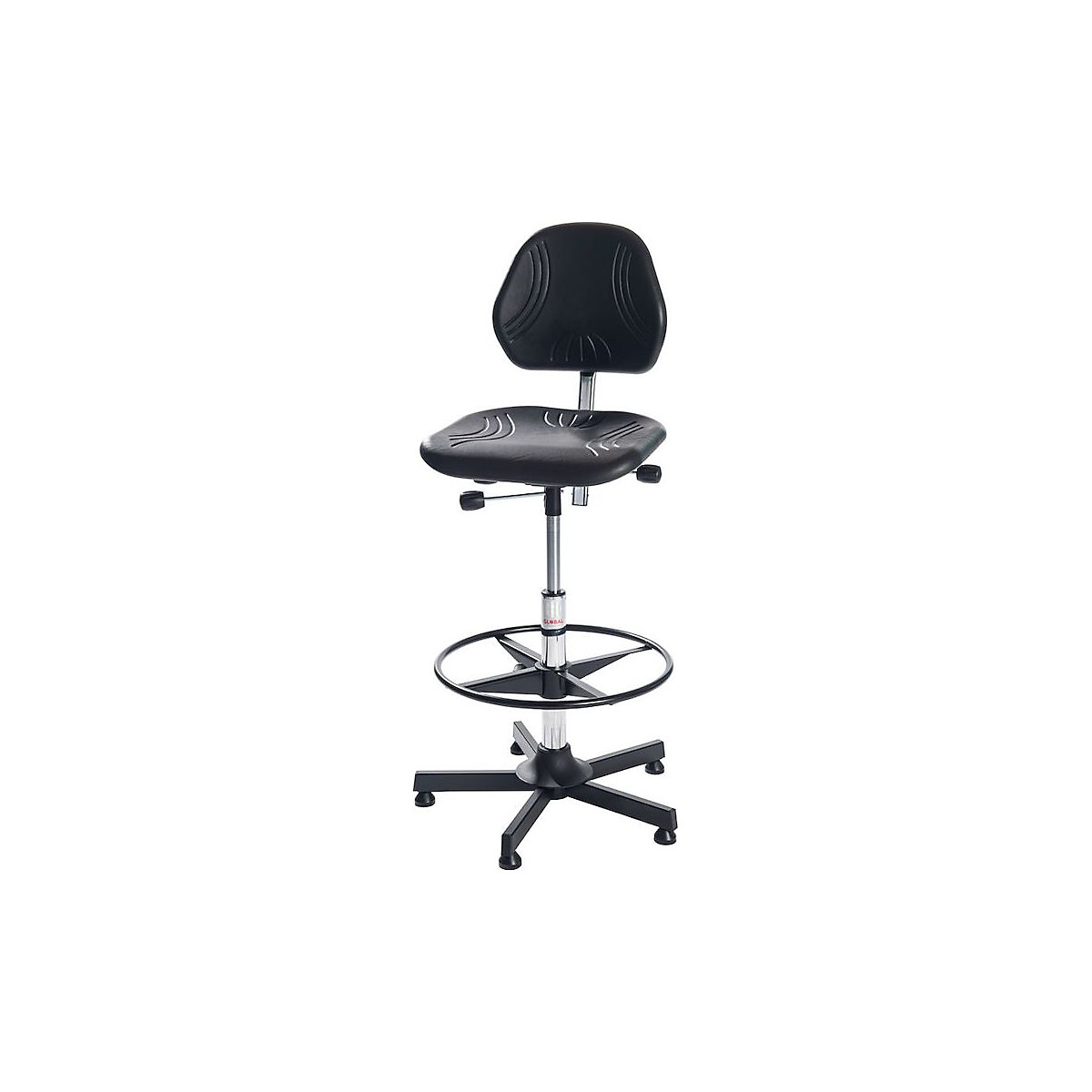 Cadeira industrial Comfort, mecanismo síncrono, versão alta com apoio para os pés circular, regulável em altura 640 – 900 mm-0