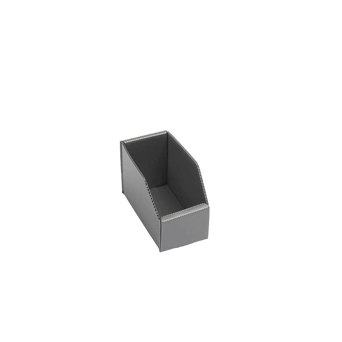 Caixa de plástico para estante, dobrável, CxLxA 150 x 75 x 100 mm, cinzento prateado, embalagem com 25 unidades-0