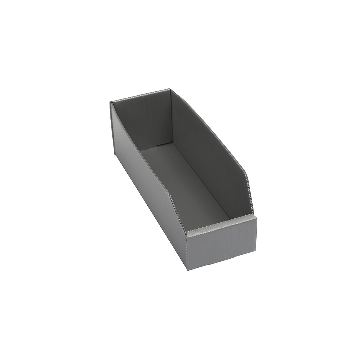 Caixa de plástico para estante, dobrável, CxLxA 300x100x100 mm, cinzento prateado, embalagem com 25 unidades-0