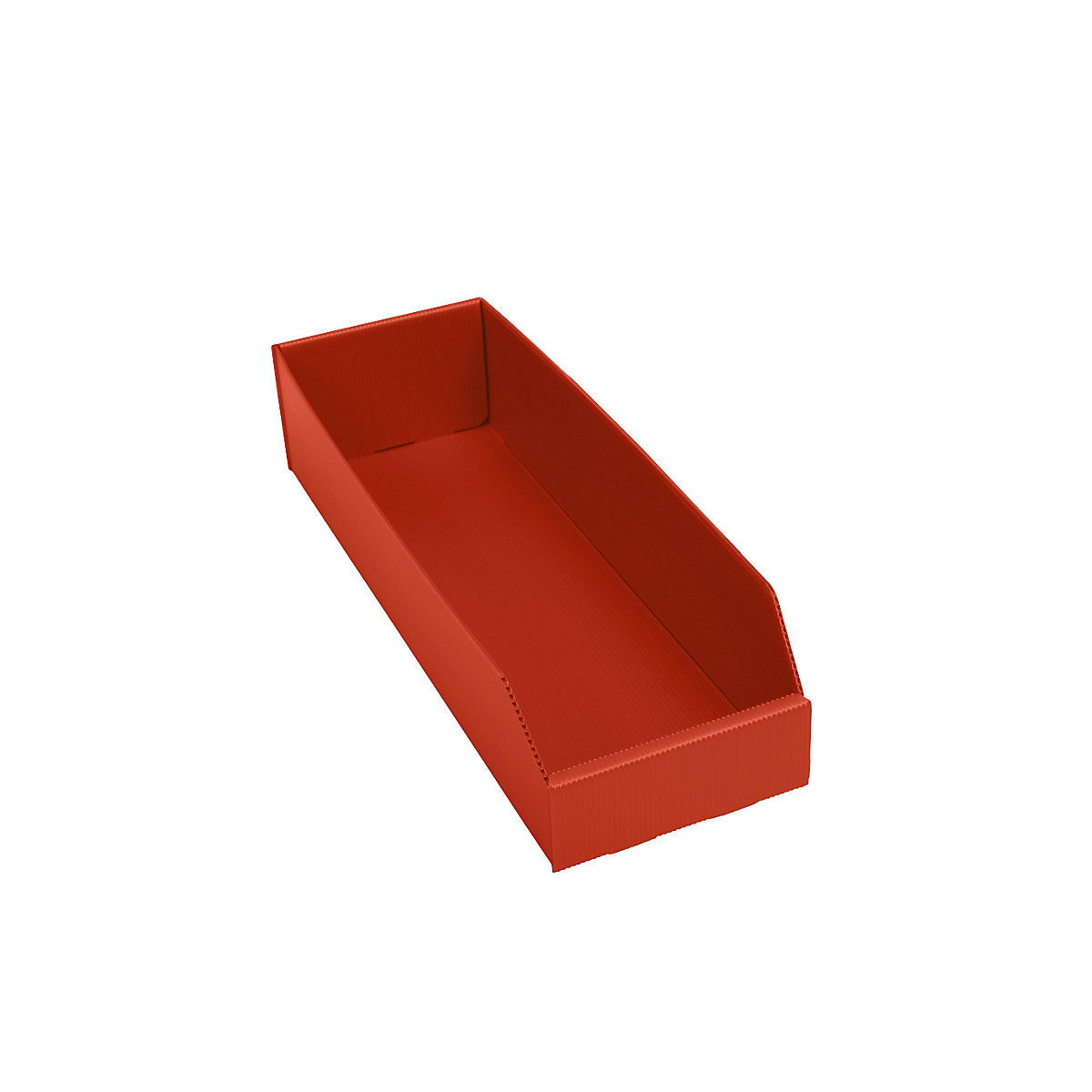Caixa de plástico para estante, dobrável, CxLxA 450 x 150 x 100 mm, vermelho, embalagem com 25 unidades-0