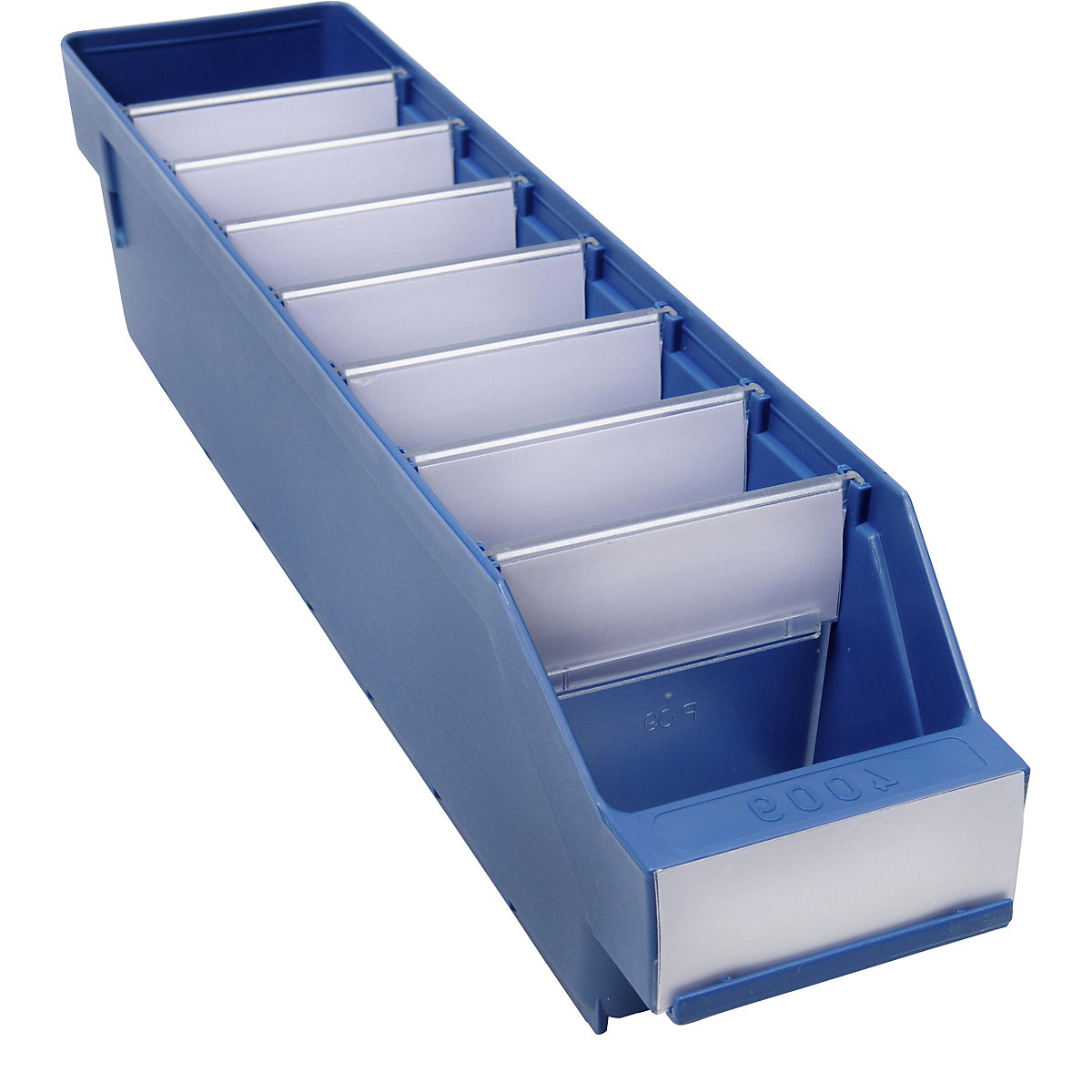 Caixa para estante em polipropileno muito resistente – STEMO, azul, CxLxA 400 x 90 x 95 mm, UE 40 unid.-0