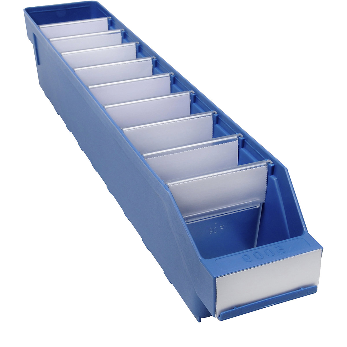 Caixa para estante em polipropileno muito resistente – STEMO, azul, CxLxA 500 x 90 x 95 mm, UE 40 unid.-0