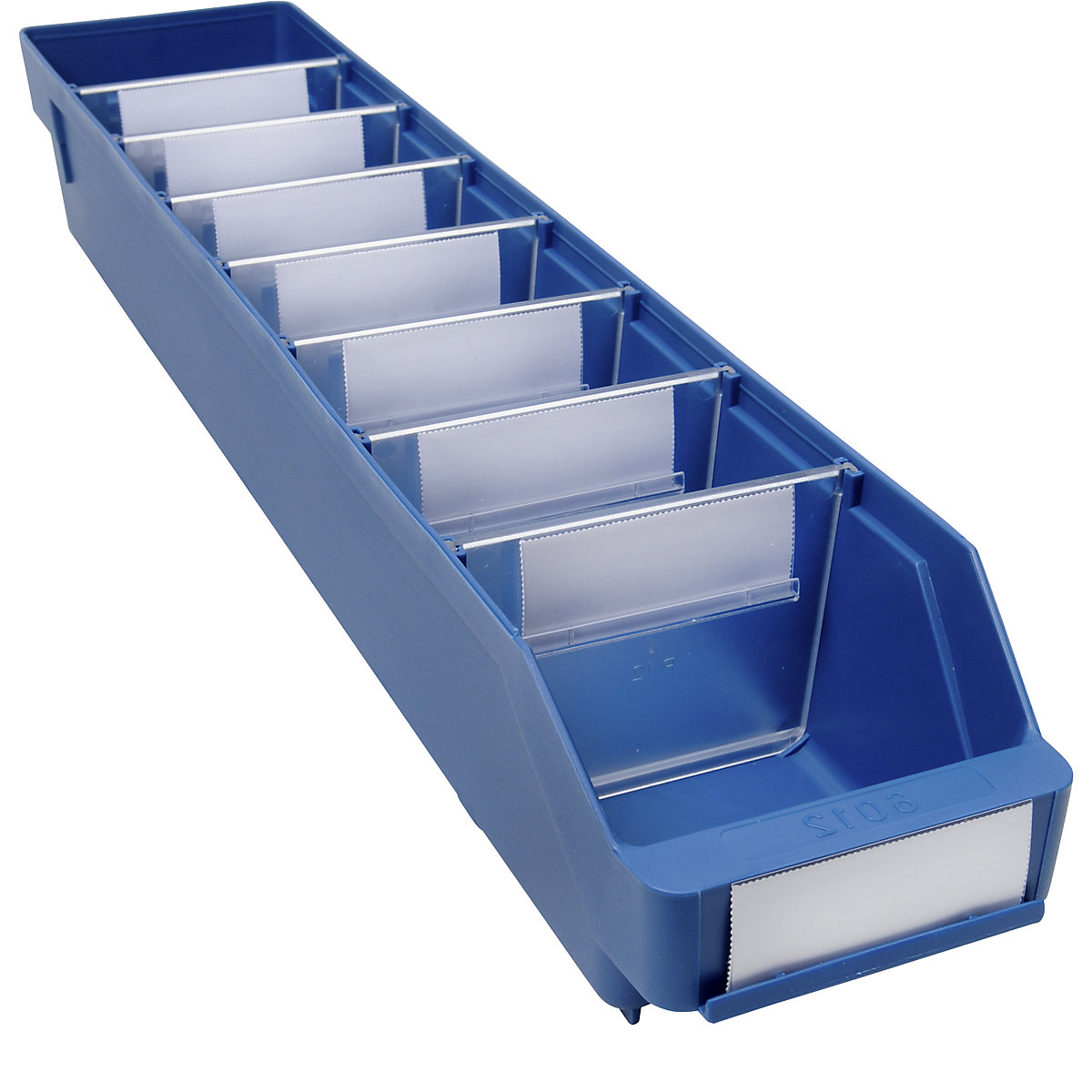 Caixa para estante em polipropileno muito resistente – STEMO, azul, CxLxA 600 x 118 x 95 mm, UE 30 unid.-0
