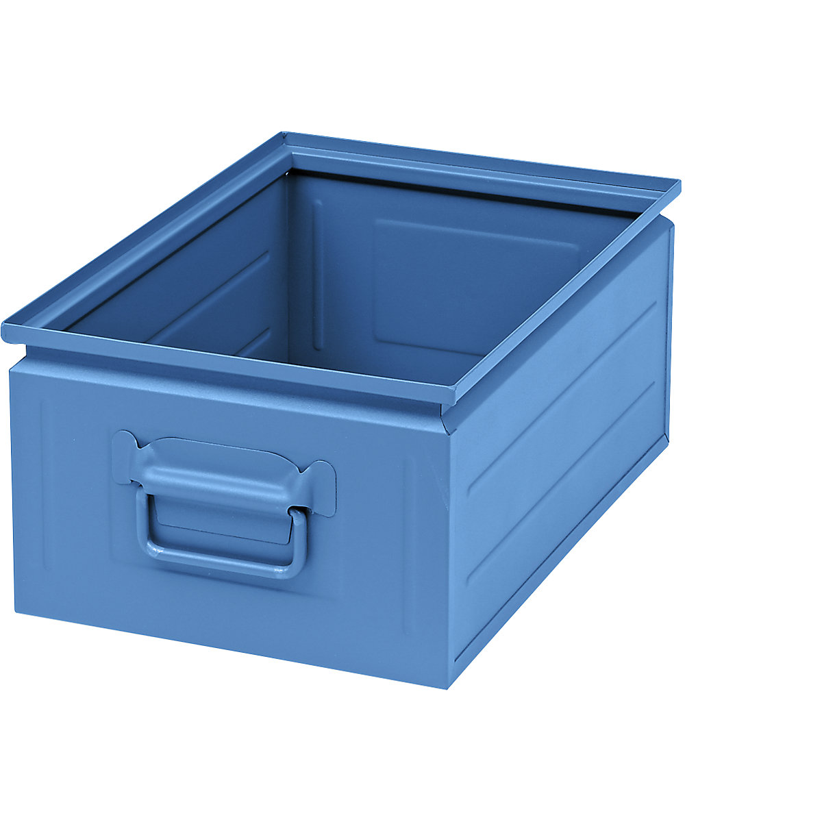 Caixa empilhável em chapa de aço, volume aprox. 25 l, azul claro RAL 5012-0