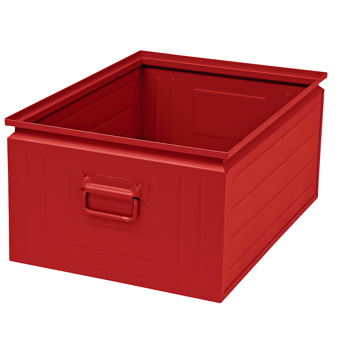 Caixa empilhável em chapa de aço, volume aprox. 80 l, vermelho fogo RAL 3000-0