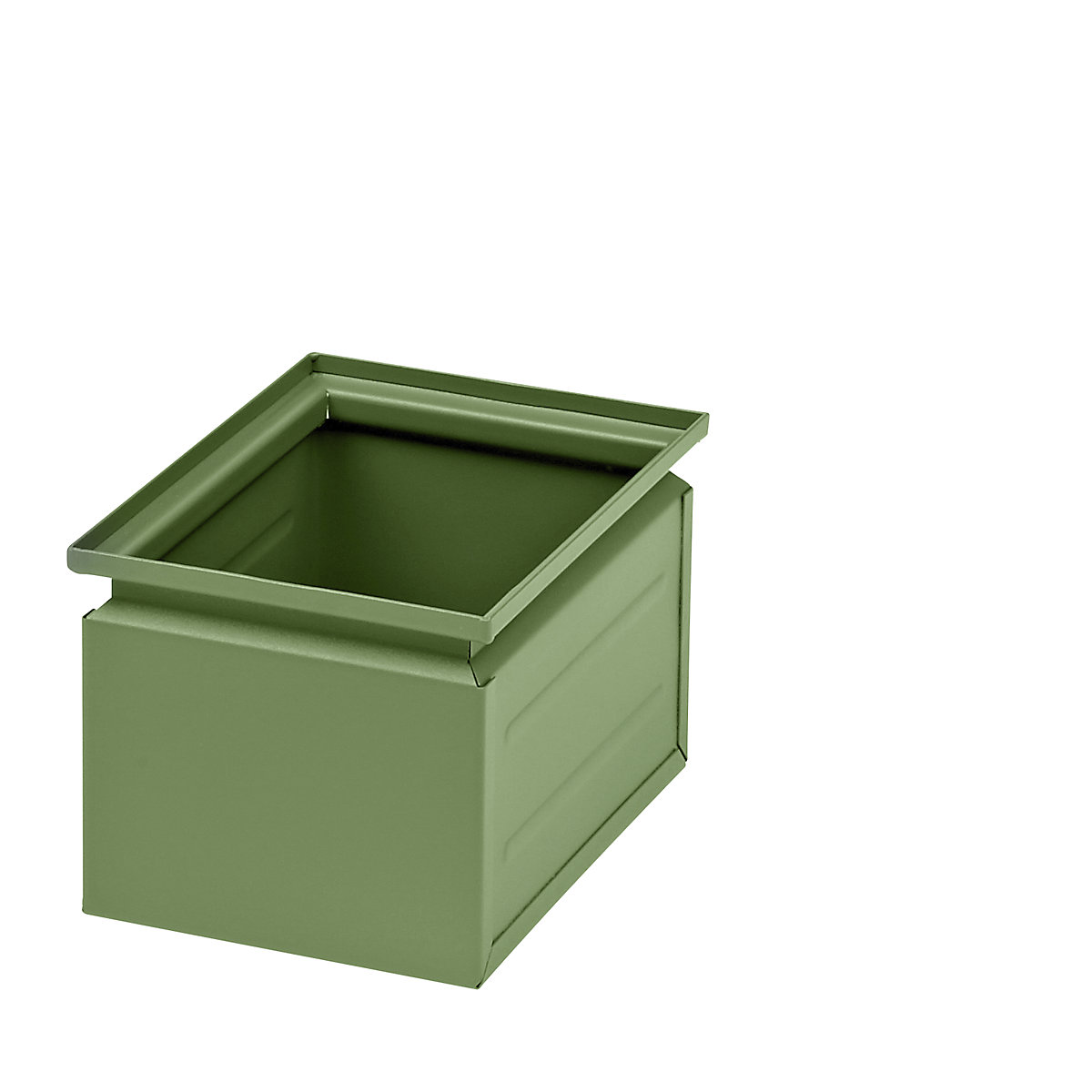 Caixa empilhável em chapa de aço, volume aprox. 3,6 l, verde reseda RAL 6011-0