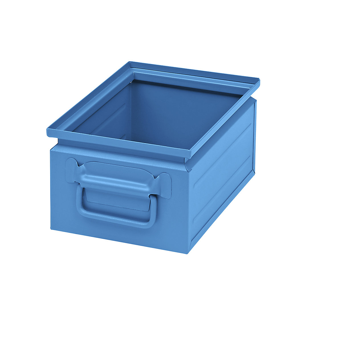 Caixa empilhável em chapa de aço, volume aprox. 9 l, azul claro RAL 5012-0