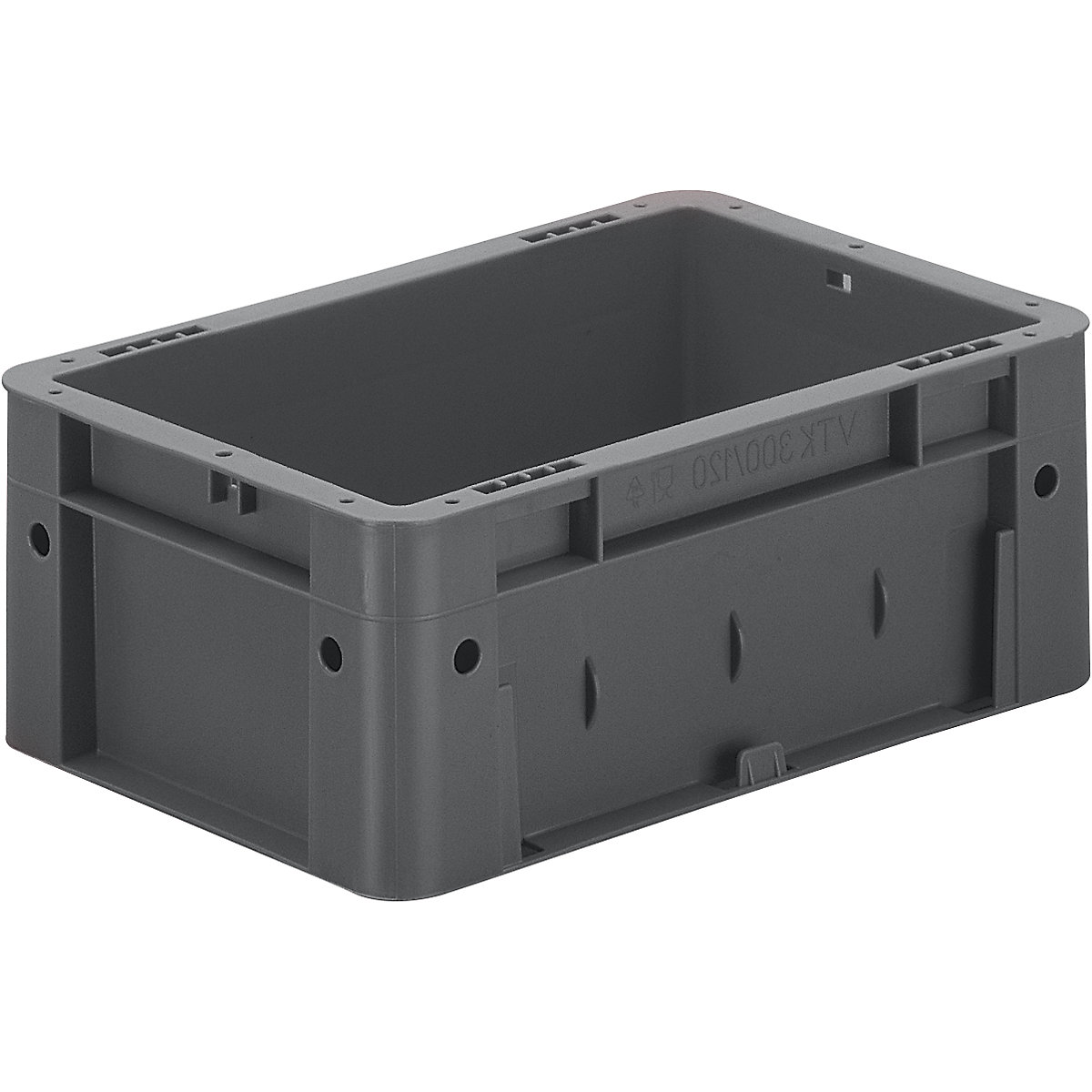 Recipiente Euro para cargas pesadas, polipropileno, volume 4,1 l, CxLxA 300 x 200 x 120 mm, paredes fechadas, fundo fechado, cinzento, UE 8 unid.-0