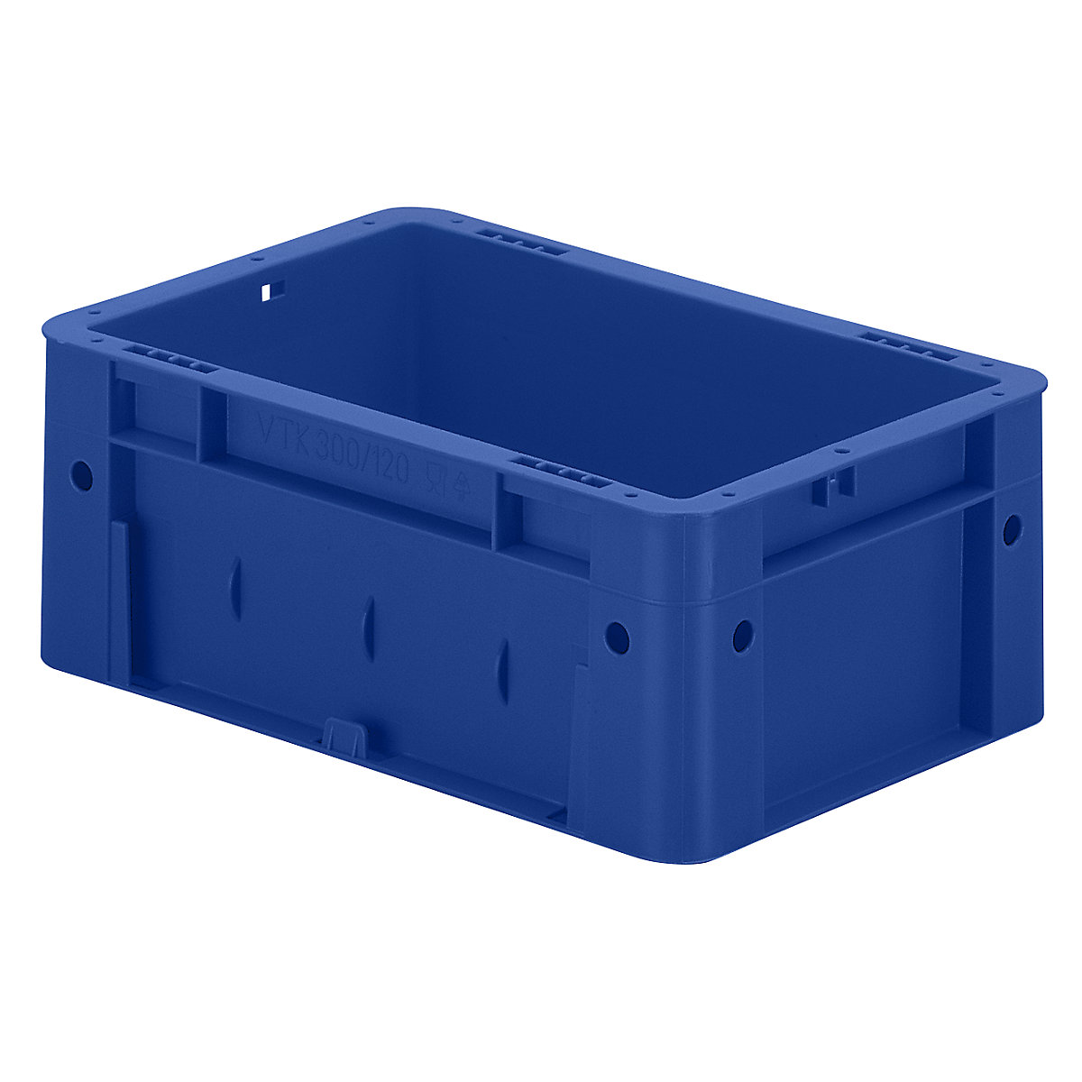 Recipiente Euro para cargas pesadas, polipropileno, capacidade 4,1 l, CxLxA 300 x 200 x 120 mm, paredes fechadas, fundo fechado, azul, UE 8 unid.