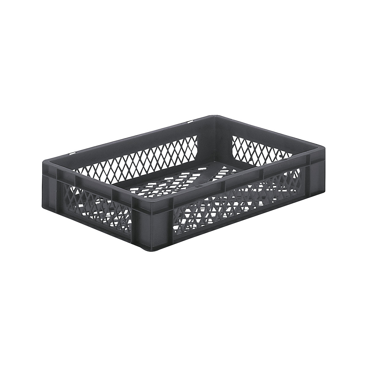 Recipiente empilhável em formato Euro, paredes e fundo perfurados, CxLxA 600 x 400 x 120 mm, cinzento, embalagem de 5 unid.-0