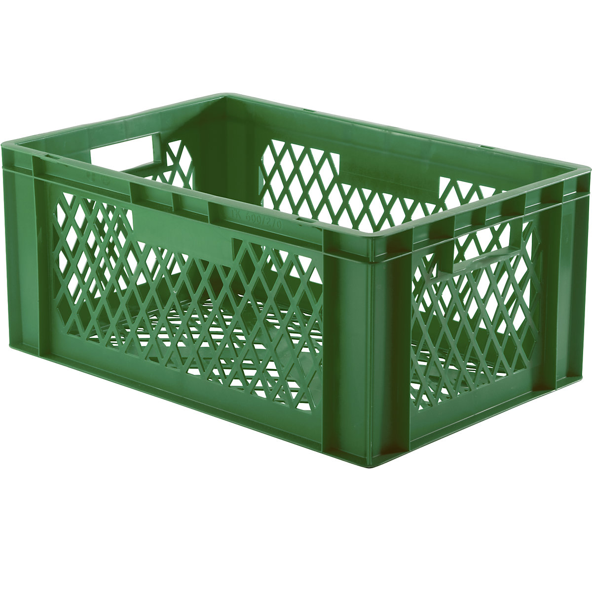 Recipiente empilhável em formato Euro, paredes e fundo perfurados, CxLxA 600 x 400 x 270 mm, verde, embalagem de 5 unid.-0