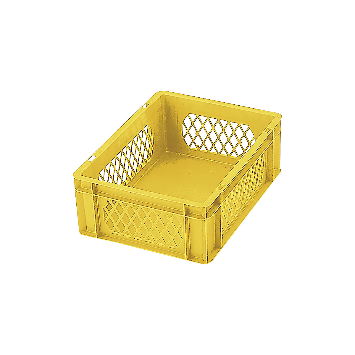 Recipiente empilhável em formato Euro, paredes perfuradas, fundo fechado, CxLxA 400 x 300 x 145 mm, amarelo, embalagem de 5 unid.-0