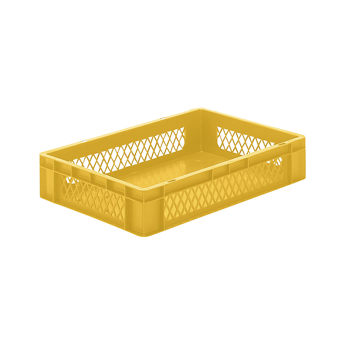 Recipiente empilhável em formato Euro, paredes perfuradas, fundo fechado, CxLxA 600 x 400 x 120 mm, amarelo, embalagem de 5 unid.-0