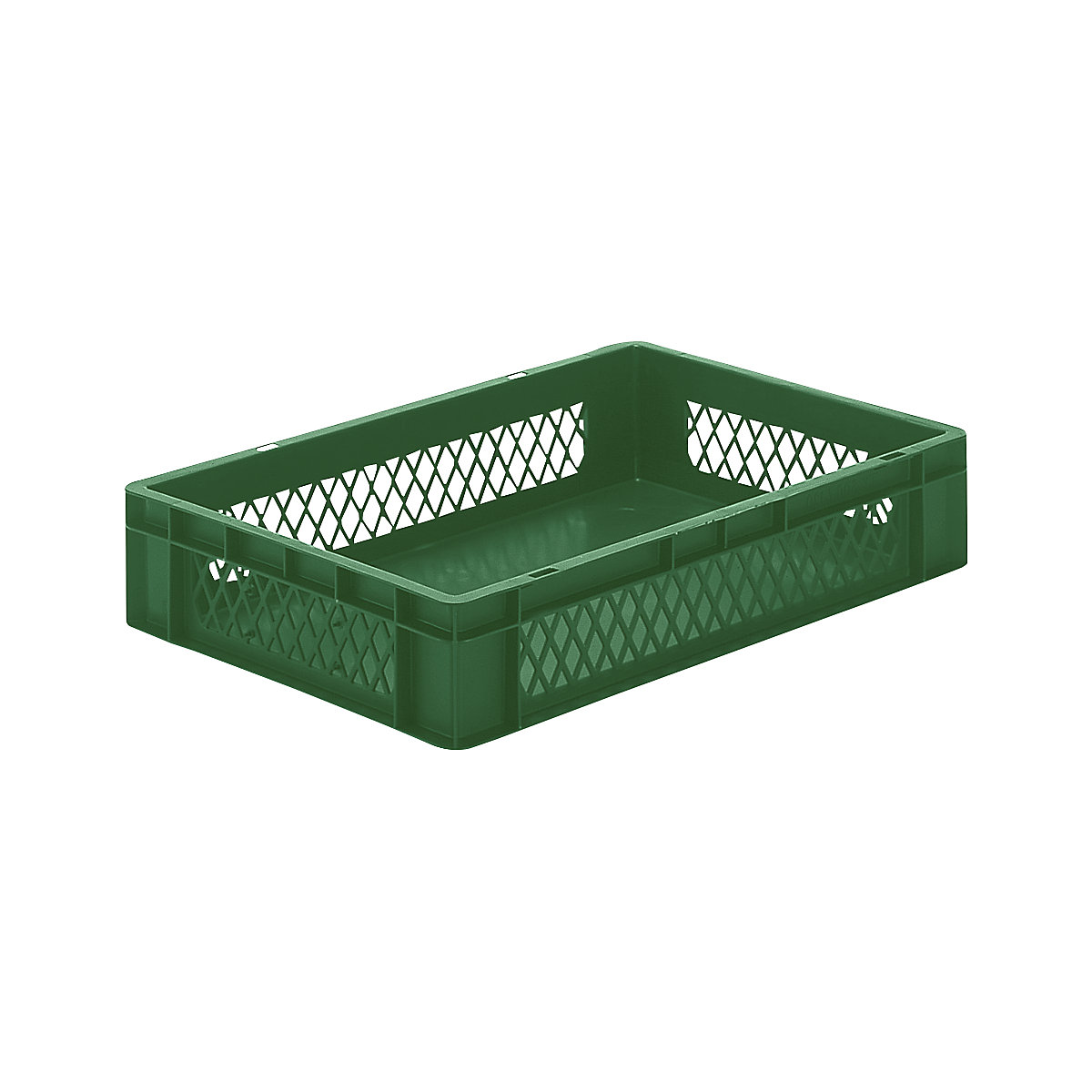 Recipiente empilhável em formato Euro, paredes perfuradas, fundo fechado, CxLxA 600 x 400 x 120 mm, verde, embalagem de 5 unid.-0