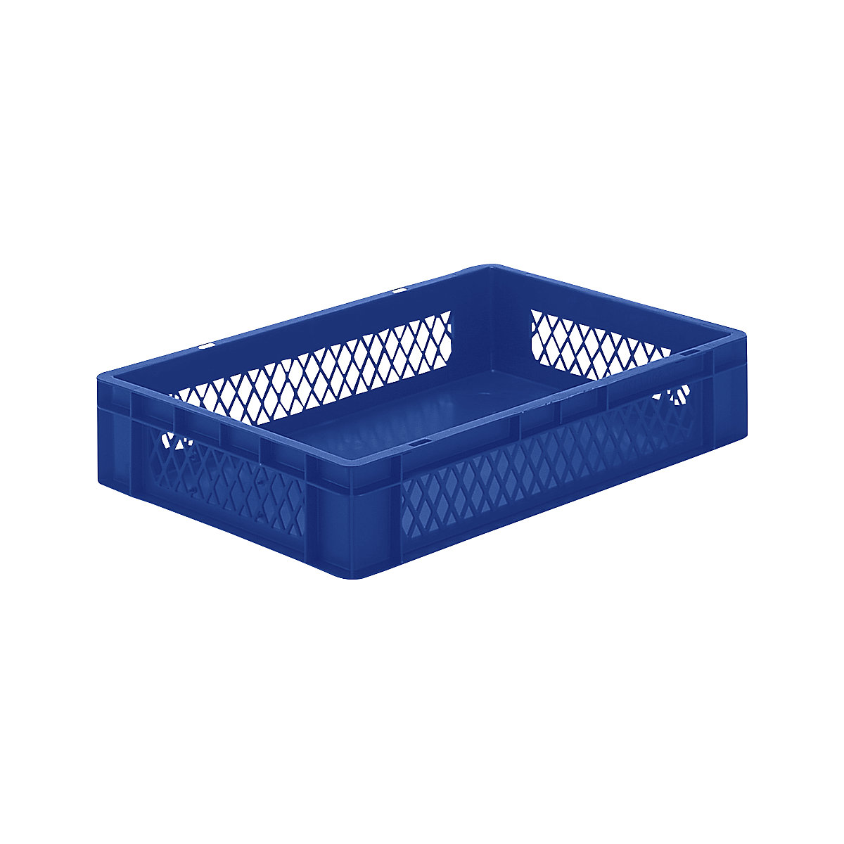 Recipiente empilhável em formato Euro, paredes perfuradas, fundo fechado, CxLxA 600 x 400 x 120 mm, azul, embalagem de 5 unid.-0