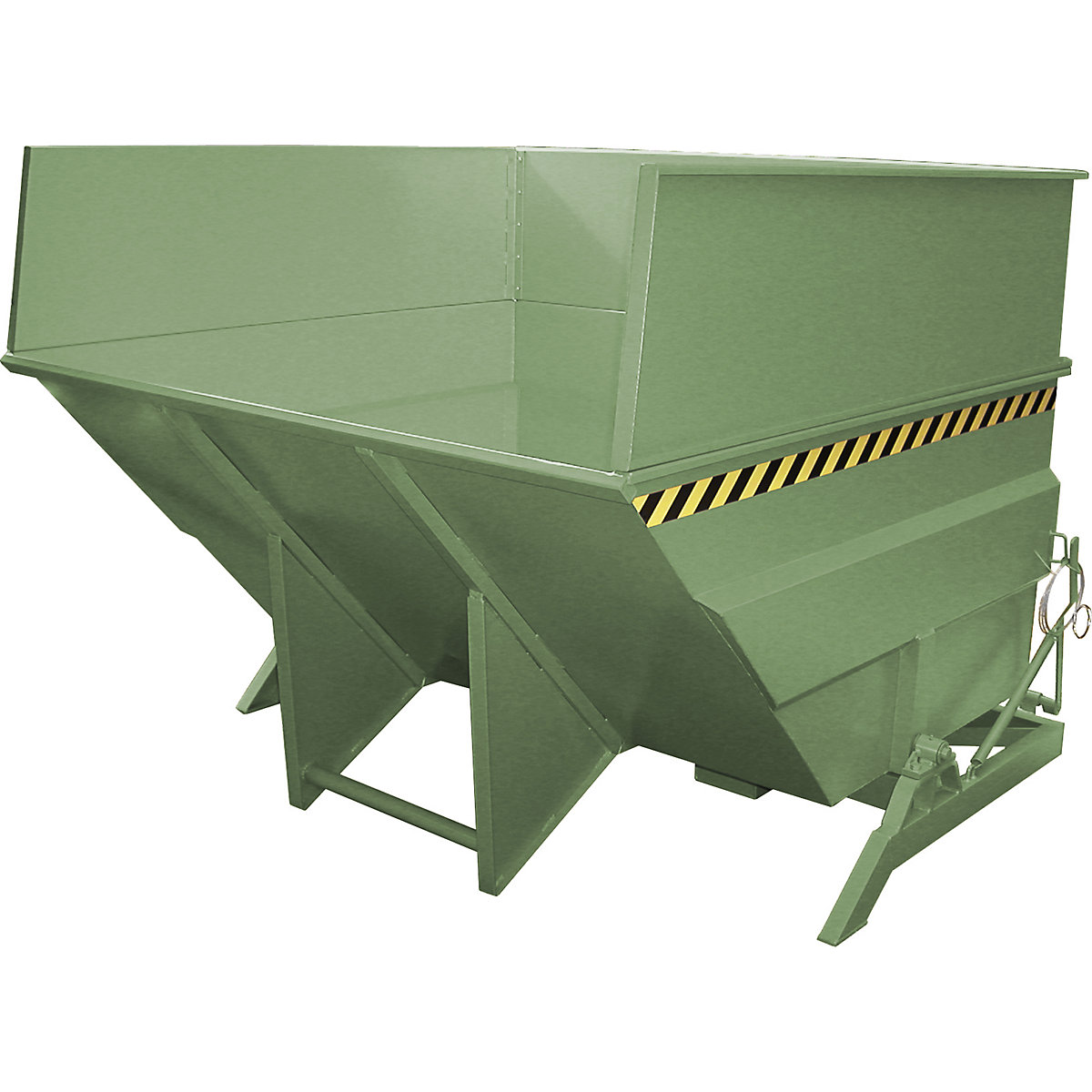Recipiente basculante XXL com auxiliar de endireitamento – eurokraft pro, volume 5 m³ com caixilho de sobrepor, verde reseda-0