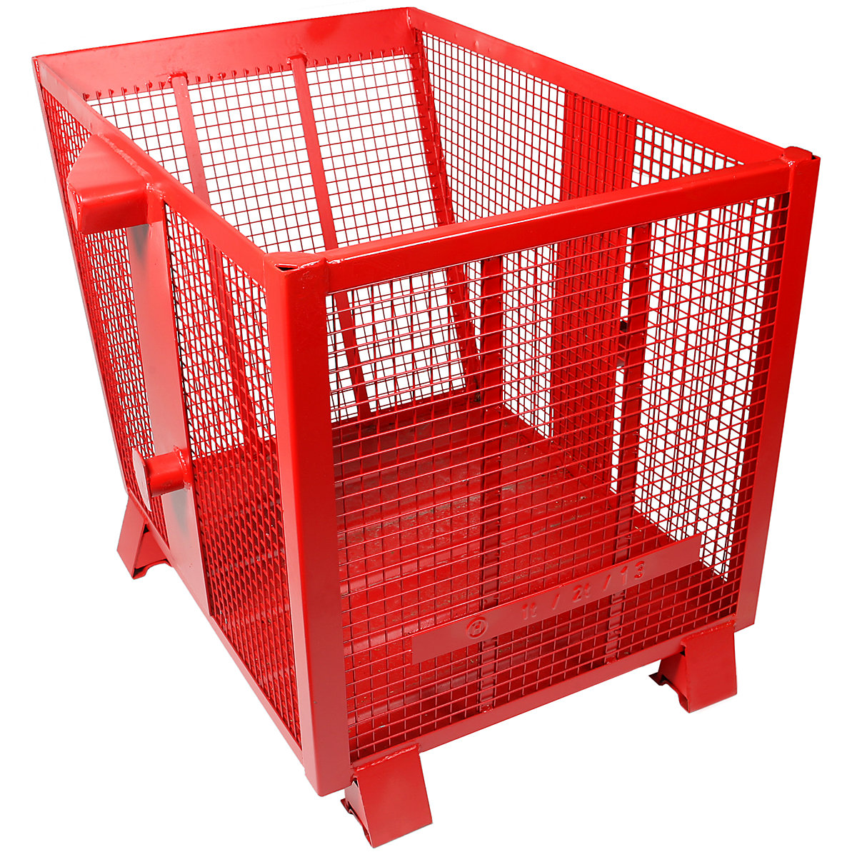 Recipiente basculante em grade – Heson, volume 0,6 m³, vermelho RAL 3000-0