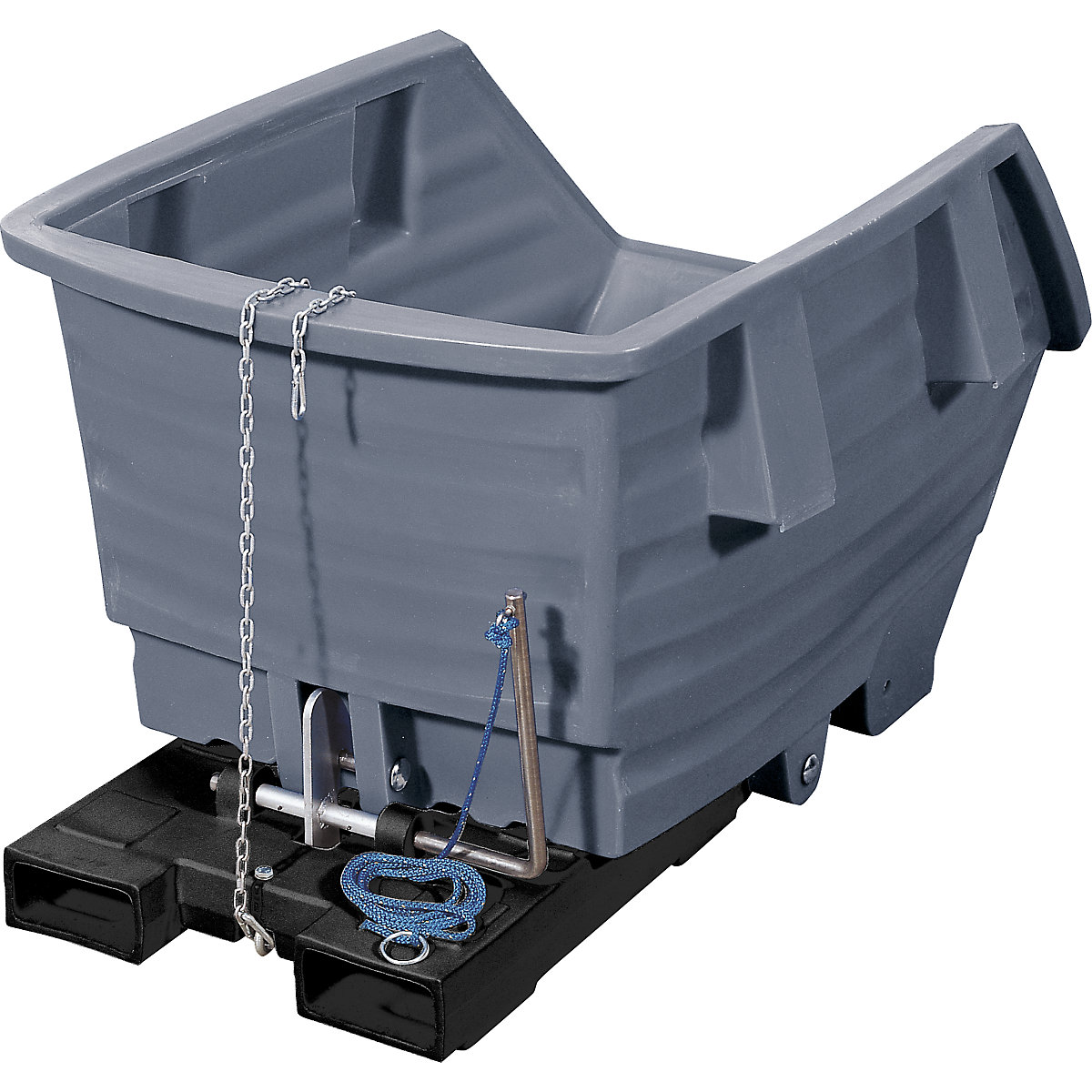 Recipiente basculante em polietileno, com bolsas de entrada, volume 0,3 m³, cinzento-0
