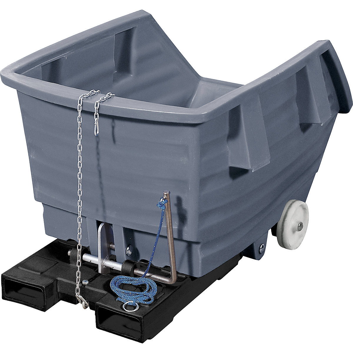 Recipiente basculante em polietileno, com bolsas de entrada e rodas, volume 0,3 m³, cinzento-0
